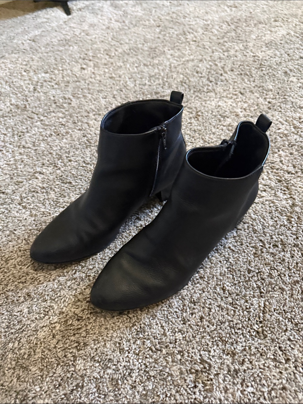Old Navy Black Faux-Leather Ankle Booties with Side Zip